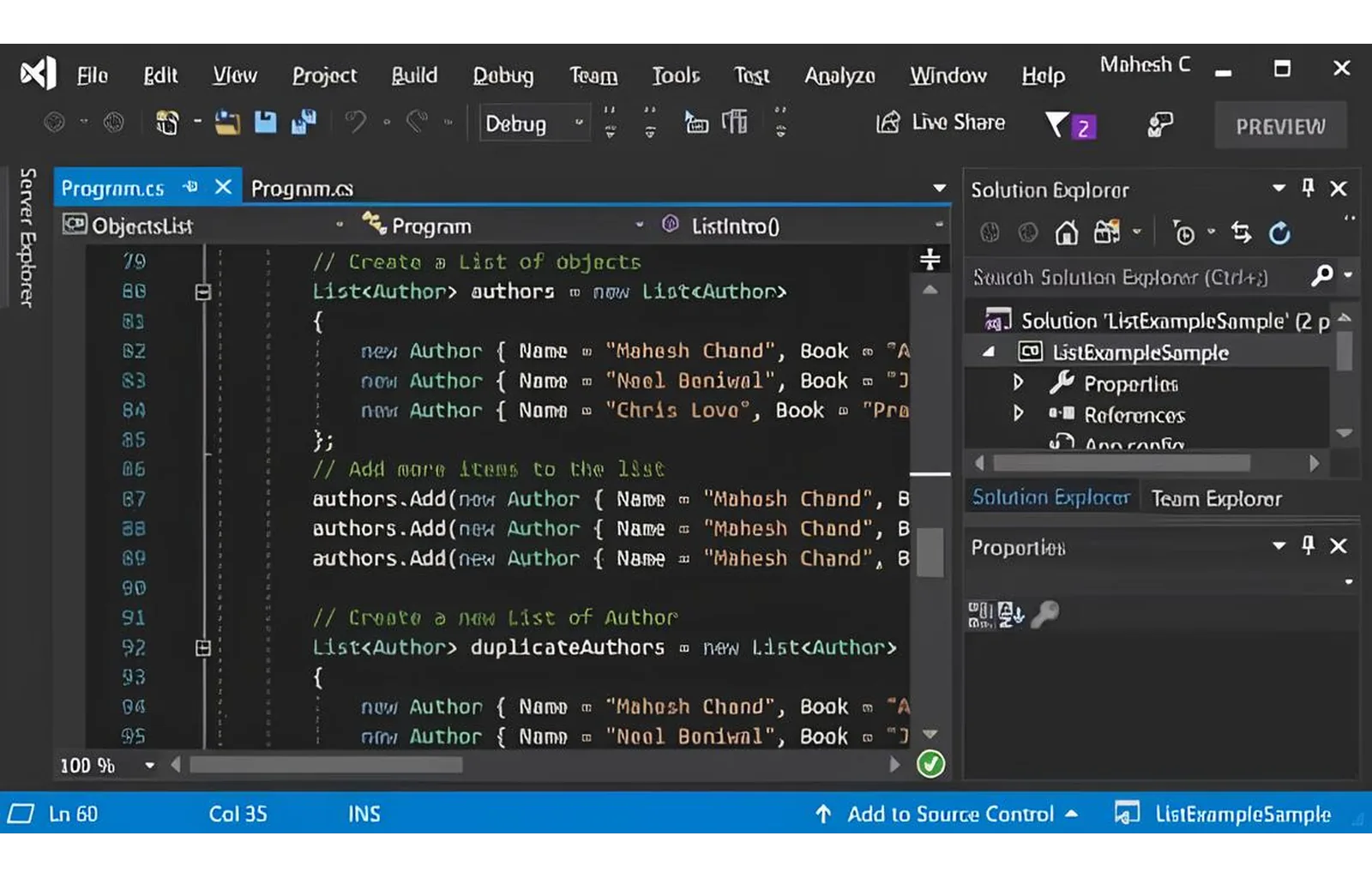 Modeck development controls on a computer